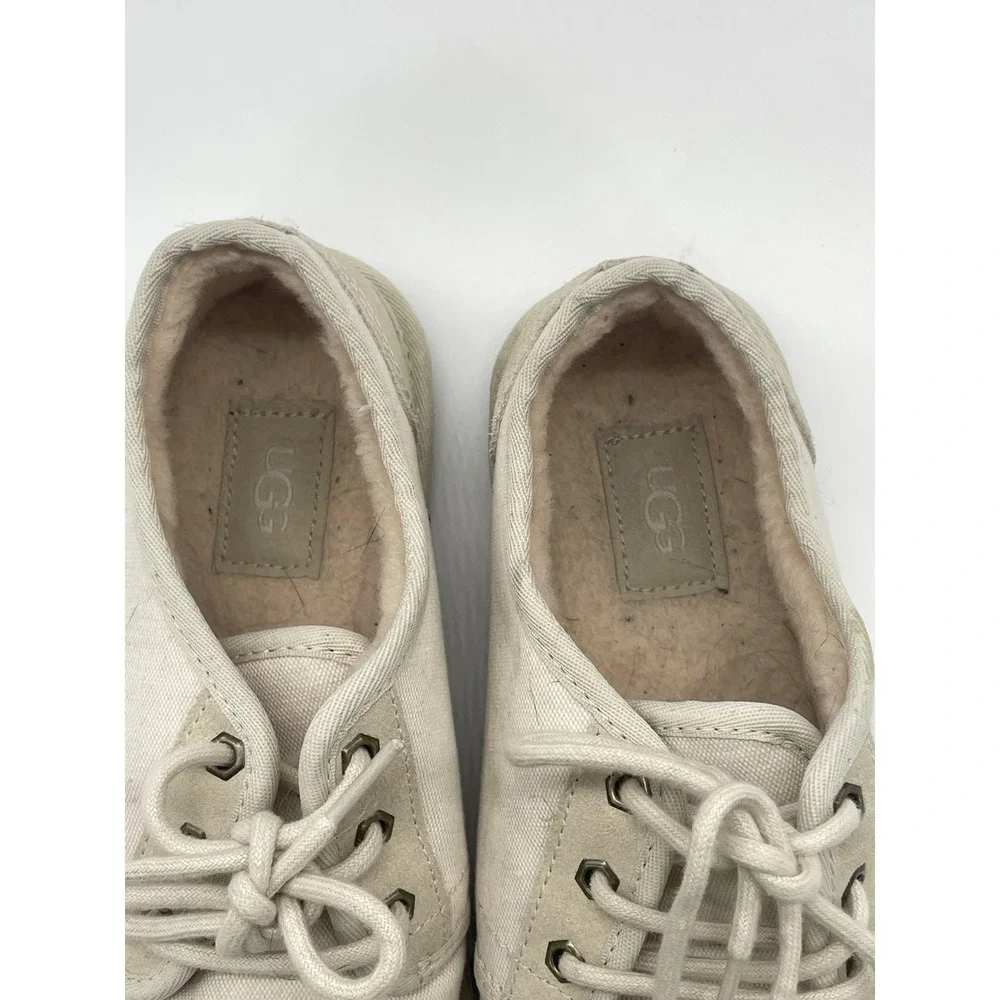 UGG Australia Men's Newmel Shoes Sz 8 Walking White Low Canvas Casual